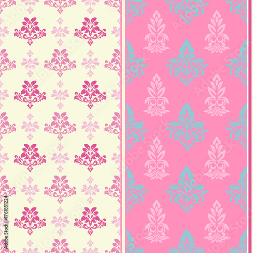 Elegant Damask Ornamental Seamless Patterns