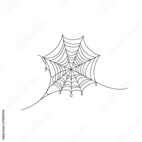 Cobweb with raindrops illustrating concept of Autumn weather  