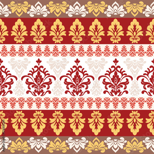 Elegant Damask Floral Striped Decorative Motif