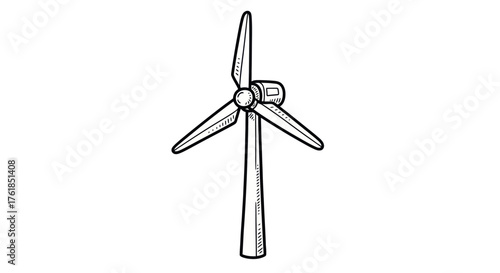 Simple Line Art Illustration of a Wind Turbine for Renewable Energy Generation.