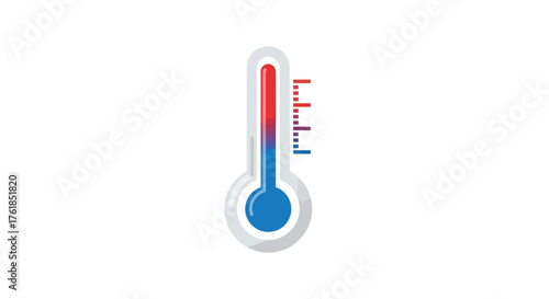 Thermometer with Red and Blue Liquid Indicating Temperature.