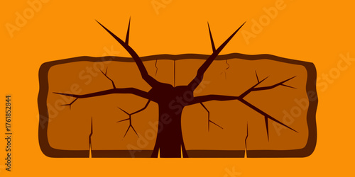 Cracked Tree Trunk Texture Background Illustration