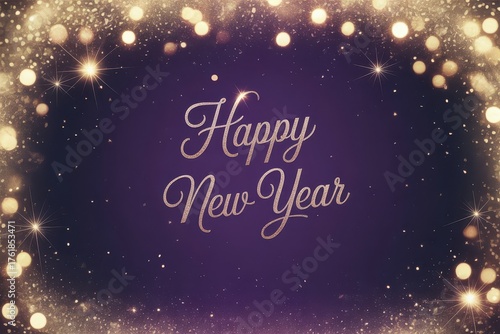 Wallpaper Mural Sparkling Happy New Year Greetings Elegant Lights Bokeh Backdrop Design Torontodigital.ca