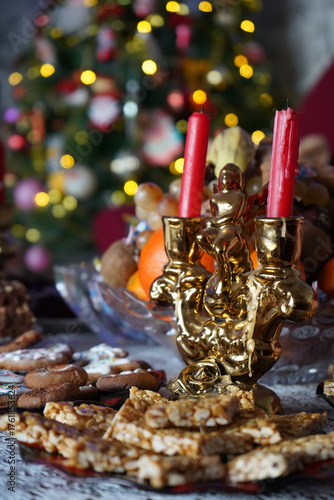 christmas tree and candle ახალი წელი
