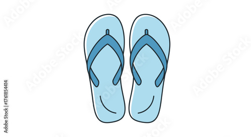 Pair of Light Blue Flip-Flops for Summer Beach Wear.