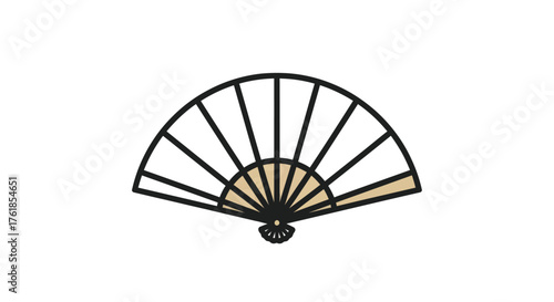 Simple Black Outline Illustration of an Open Fan.