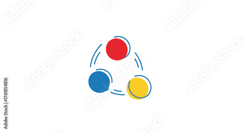 Primary Colors Interconnected: Red Blue and Yellow Circles with Motion Lines.