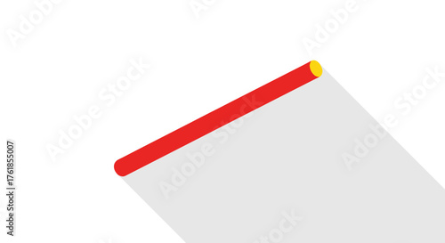 Red Pencil with Yellow Tip and Long Shadow Minimalist Design.