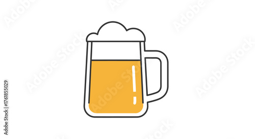A refreshing glass mug filled with golden beer and frothy white foam.