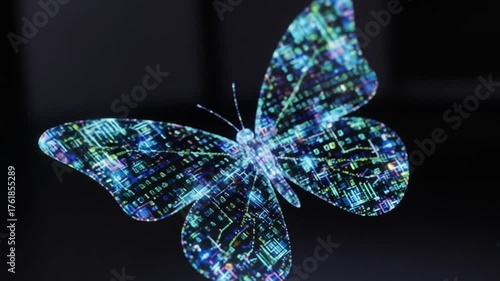 Digital butterfly Code wings on black