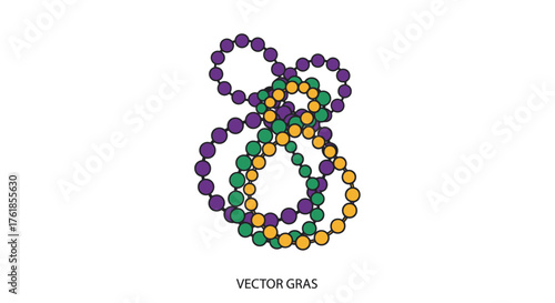 Colorful Mardi Gras Beads in Purple Green and Gold.