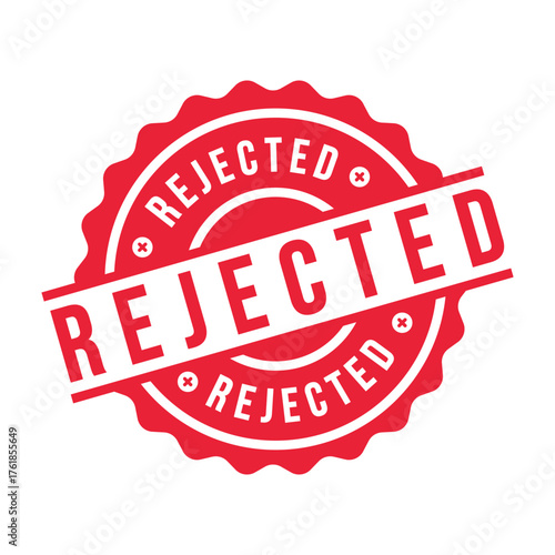 Red Rejected Stamp with Wavy Edge on White Background seal