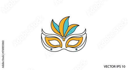 Ornate Venetian Masquerade Mask with Feather Accents.