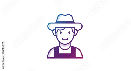 Cartoon Farmer with Hat and Overalls Smiling.