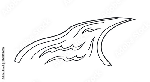 Stylized abstract wing or fin design with flowing lines.