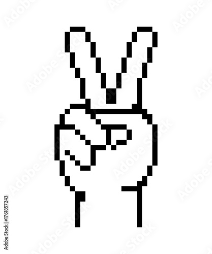 Wallpaper Mural Pixel art peace hand gesture on white background. minimalist retro style. Torontodigital.ca