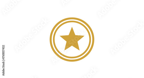 Golden Star Emblem Inside Double Circle.