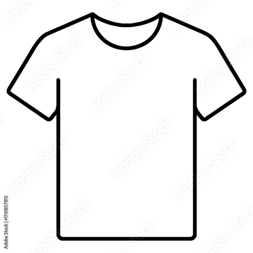 Crew neck T-shirt outline icon, short sleeve blank tee, black line on white