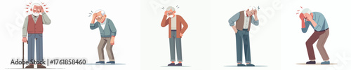 vector of a grandfather with a headache