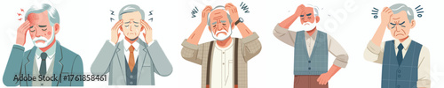 vector of a grandfather half body with a headache