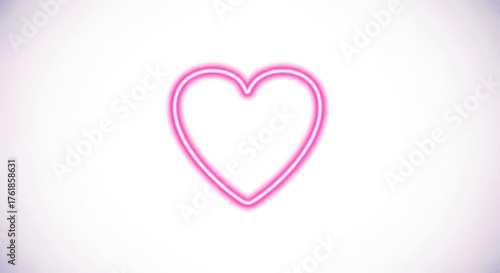 Glowing Pink Neon Heart Shape Symbol of Love.