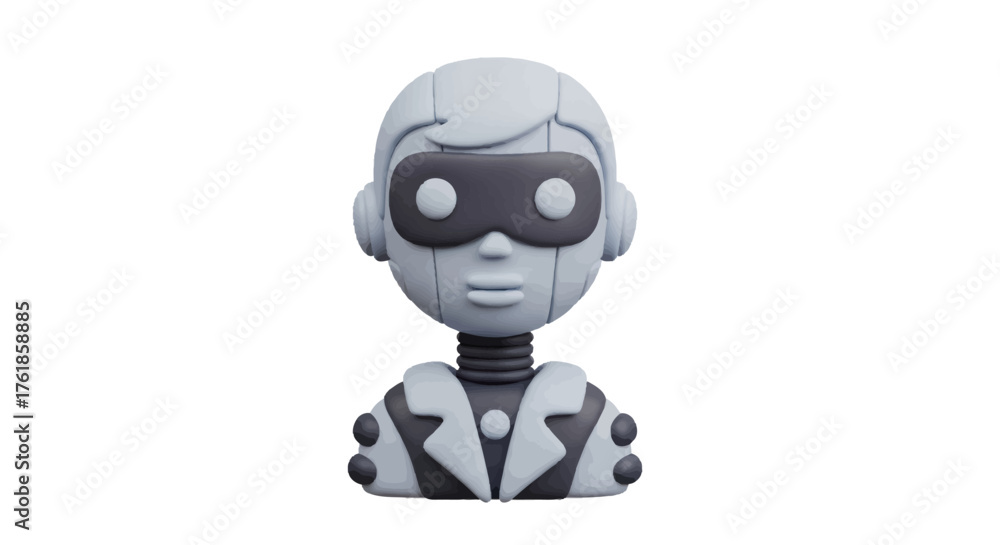 Fototapeta premium Stylized 3D Rendered Robot Bust with Dark Goggles and Jacket.
