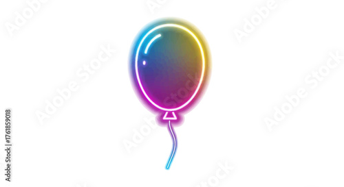 Glowing Neon Rainbow Balloon with String.