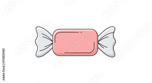 Pink Wrapped Candy with Twisted Ends Illustration.