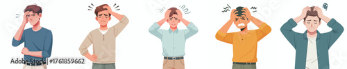 vector of a man half body with a headache