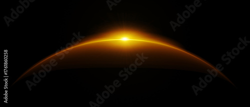 Blue light flare - flash light streak ray - large light flare behind the planet