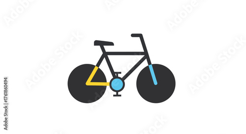 Modern Minimalist Bicycle Icon with Yellow and Blue Accents.