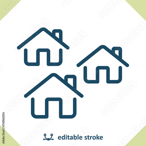 Neighborhood Icon. Suburb, Town, City, House, Houses, Residential Area