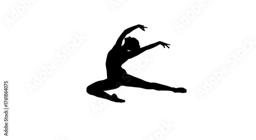 Graceful dancer leaps mid-air, a stunning silhouette capturing the essence of movement and artistic expression in perfect form