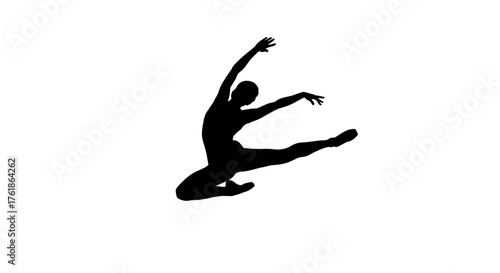 Elegant ballet dancer leaping gracefully in silhouette, perfect for dance studios or fitness campaigns, showing fitness, strength, and flexibility