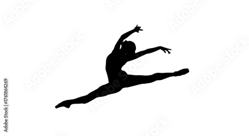 Elegant ballerina silhouette leaping with grace and power against a clean backdrop showcasing dance, flexibility, and artistic expression for various creative uses