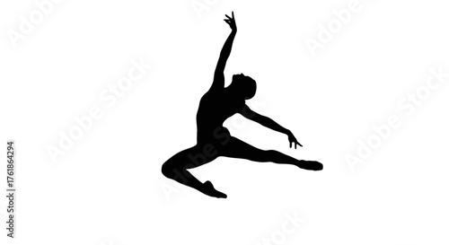 Graceful dancer silhouette leaping with elegance and poise, perfect for artistic projects or fitness promotions emphasizing strength and flexibility