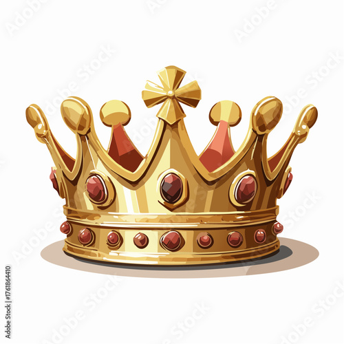 golden crown with jewerly isolated on white background