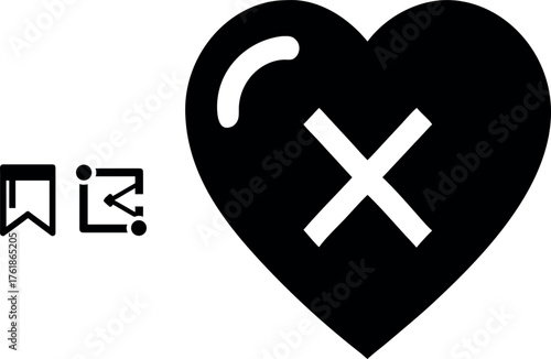 Heart with x and bookmark icon representing love loss or heartbreak treatment options