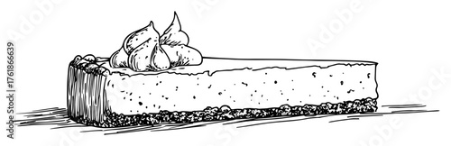 hand drawn cheesecake slice sketch isolated on white vector illustration