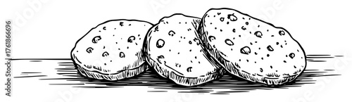 hand drawn chocolate chip cookies sketch isolated on white vector illustration