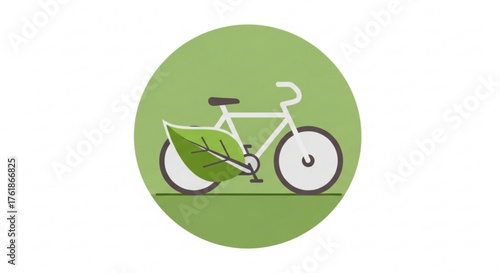 Illustration of a bicycle with a leaf, symbolizing ecofriendly transportation and sustainable living