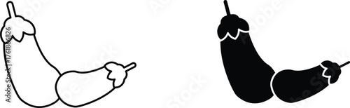 egg plant  icon vector graphic illustration  with white background flat hand made icon fill icon .