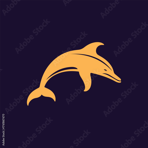 Silhouette style minimal dolphin t-shirt design featuring sleek black vector art of a playful dolphin, perfect for ocean lovers, marine life enthusiasts, beach fashion fans, summer apparel, and modern