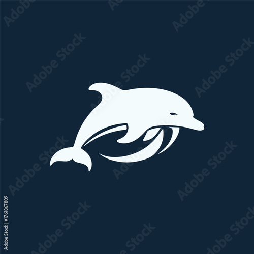 Silhouette style minimal dolphin t-shirt design featuring sleek black vector art of a playful dolphin, perfect for ocean lovers, marine life enthusiasts, beach fashion fans, summer apparel, and modern