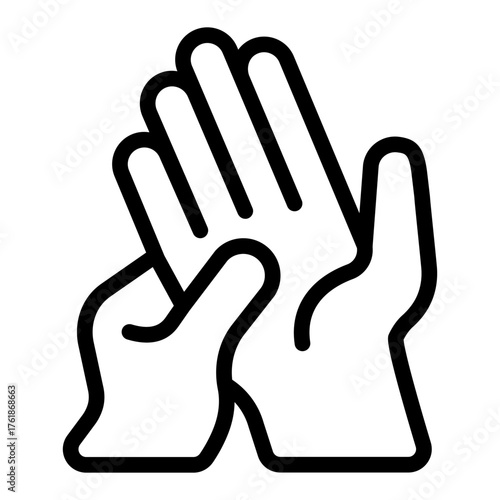 Massage of skin palm, two hands line icon, spa massage concept. Vector graphics. Massaging art for human hand, therapy sign on white background, style icon mobile or web design.
