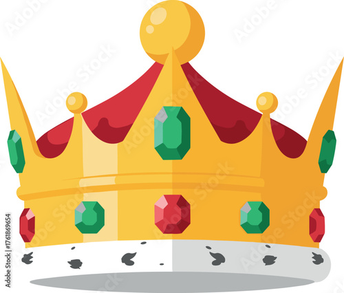 Royal crown with jewels and gold, flat design illustration