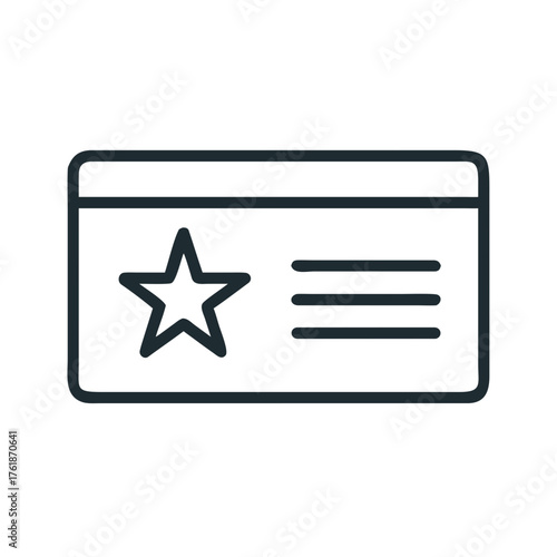 Illustration of a loyalty card with a star and three horizontal lines on a white background view