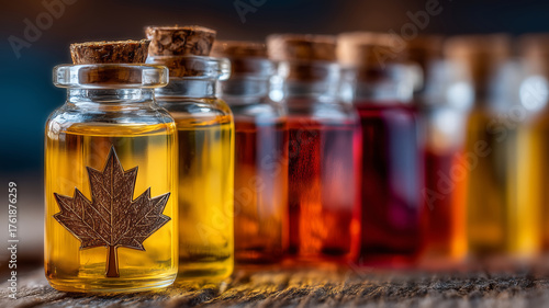 Colorful maple syrup bottles showcase Canada's sweet heritage and craftsmanship