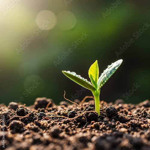 Seedling growing in soil a symbol of new life growth and hope for the future of our environment