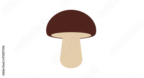 Simple Cartoon Mushroom Illustration with Brown Cap and Beige Stem.